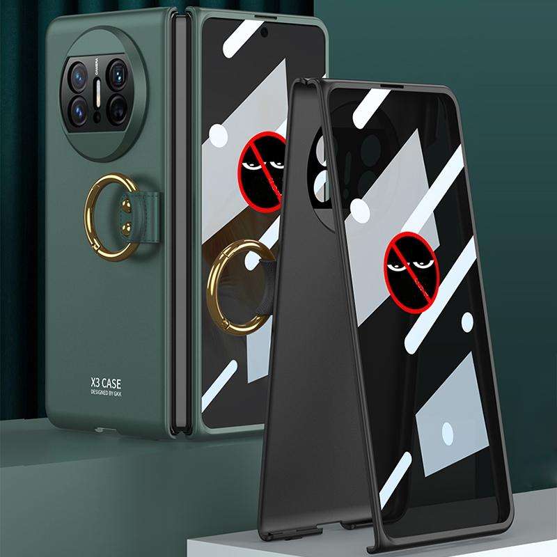 For Huawei Mate X3 GKK Privacy Ultra-thin PC Full Coverage Phone Case with Ring Holder(Gold)