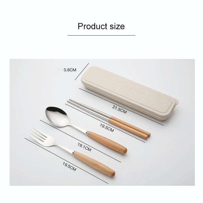3 in 1 Spoon Chopsticks Fork Cutlery Set Three-piece Creative Work Students Portable Tableware(Tw...