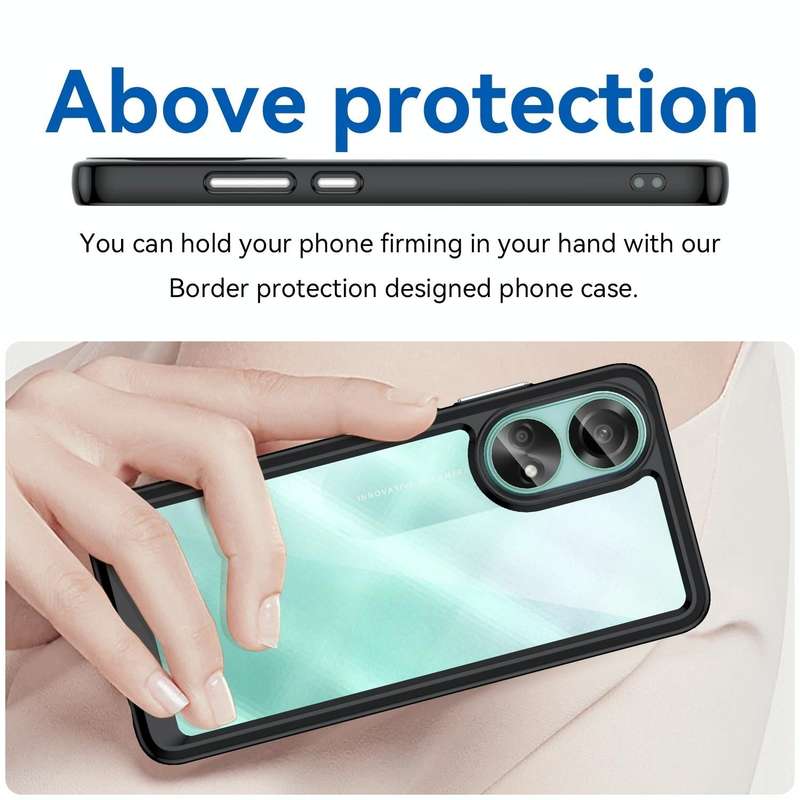 For OPPO A58 4G Colorful Series Acrylic Hybrid TPU Phone Case(Black)