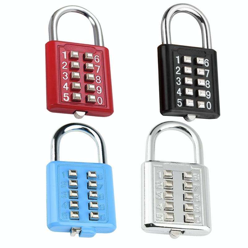 2 PCS 10-Bit Button Password Lock Cabinet Door Tool Box Button Padlock(Black)