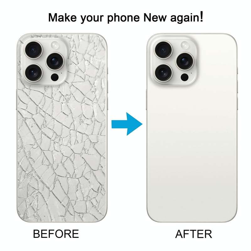 For iPhone 15 Pro Glass Battery Back Cover with Camera Lens Cover(White)