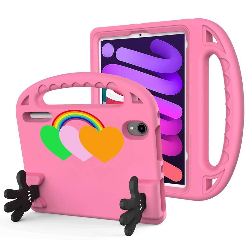 For iPad mini 6 Love Small Palm Holder EVA Tablet Case(Pink)
