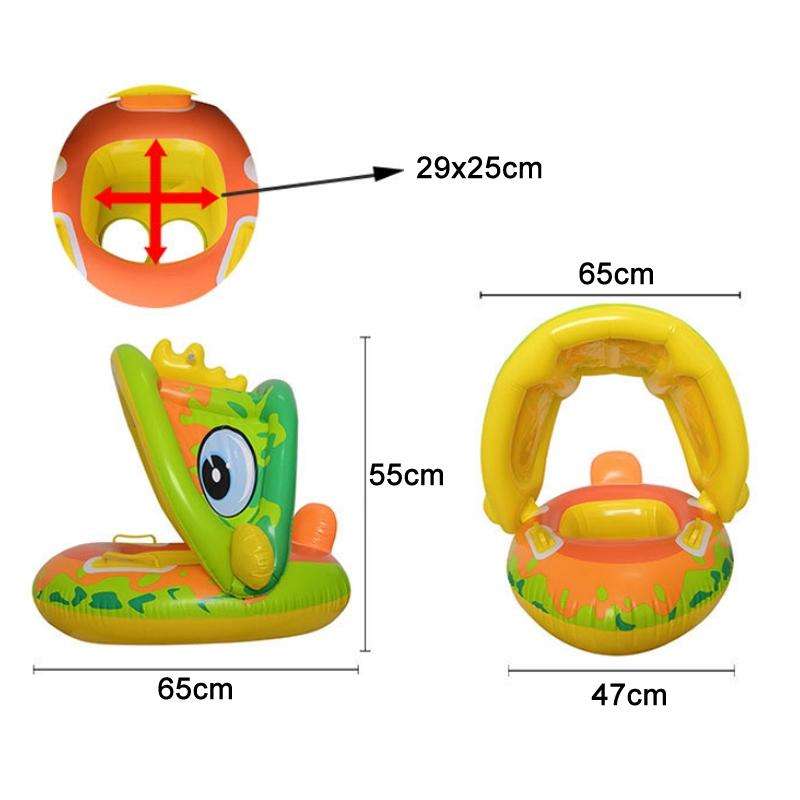 Baby Cartoon Animal Swimming Ring With Awning(Purple)