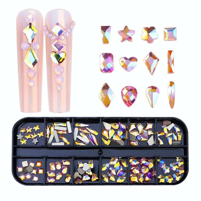 12 Grid Flat Bottom Shaped Nail Rhinestones Nail Decoration, Specification: 25