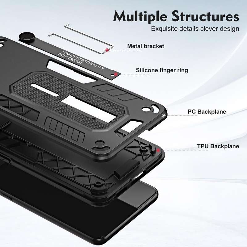 For vivo V25 5G / V25e Variety Brave Armor Finger Loop Holder Phone Case(Black)