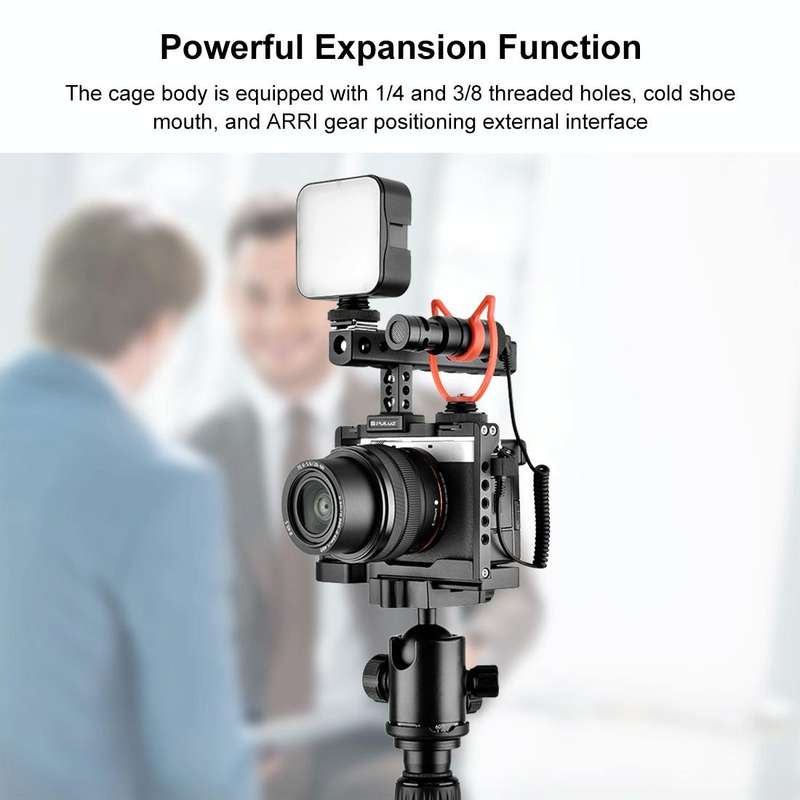 PULUZ Video Camera Cage Filmmaking Rig with Handle for Sony Alpha 7C / ILCE-7C / A7C(Black)