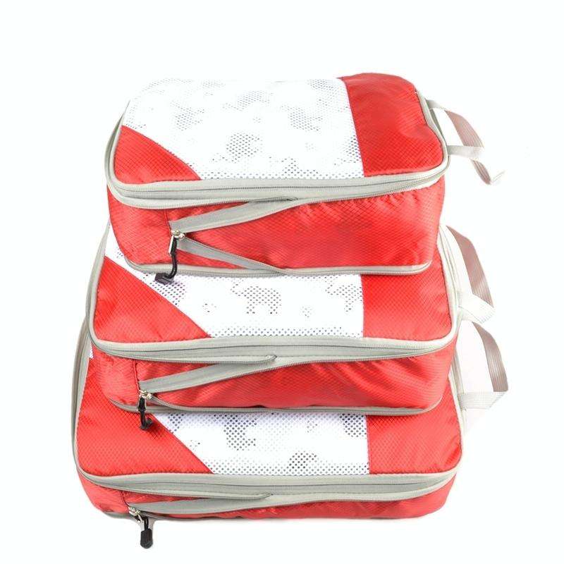 3 in 1 Travel Bag Storage Organizer Set Bags Shoe Luggage Suitcase Clothes Organizer(Orange)
