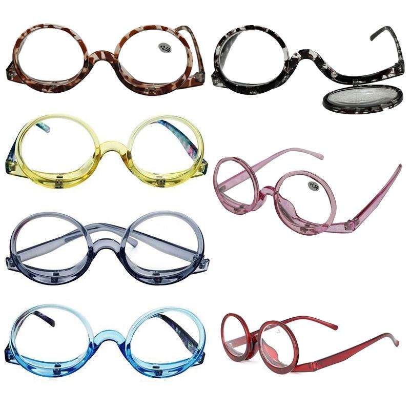 Makeup Magnifying Glass Presbyopic Glasses Flip Swivel Reading Glasses, Degree: +200(Black)