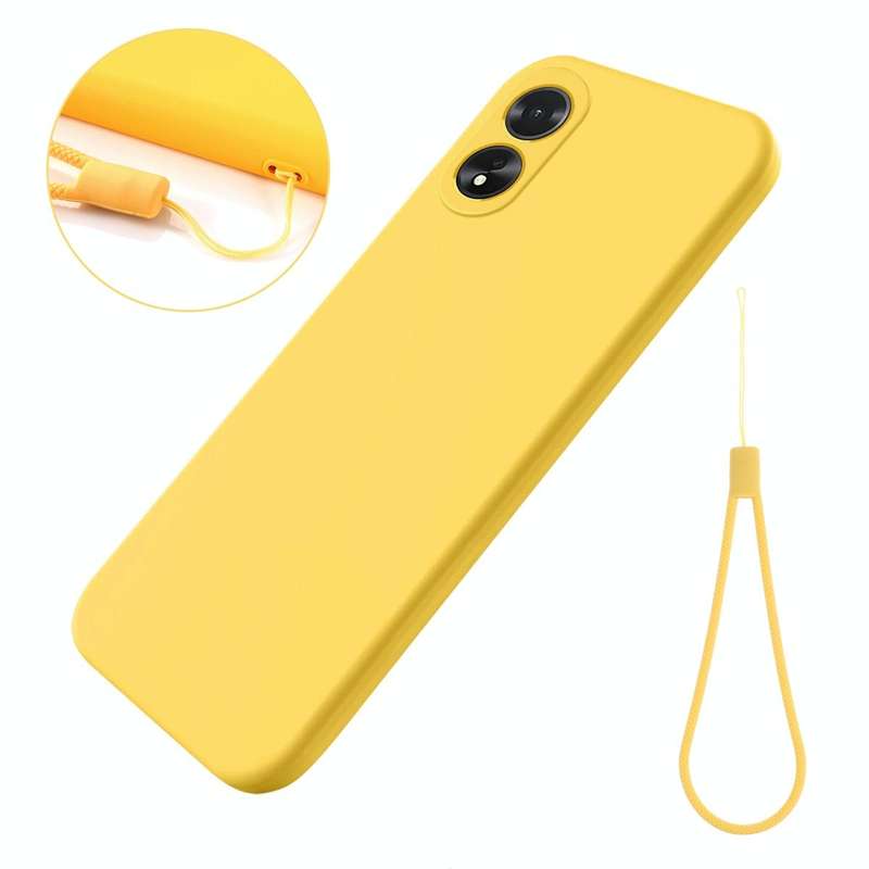 For OPPO A38 / A18 4G Pure Color Liquid Silicone Shockproof Phone Case(Yellow)