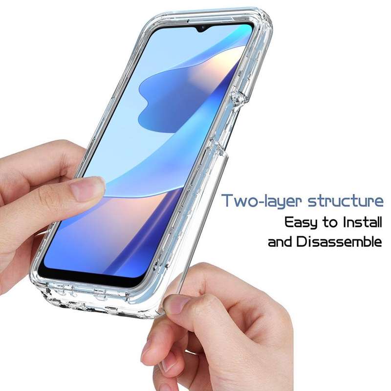 For OPPO A16 Shockproof High Transparency Two-color Gradual Change PC+TPU Candy Colors Phone Prot...
