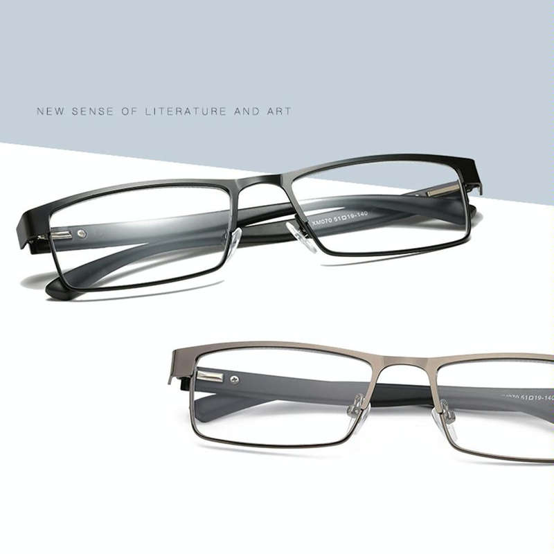 Simple Matel Frame Reading Glasses Hyperopia Eyeglasses +3.50D(Matte Black)