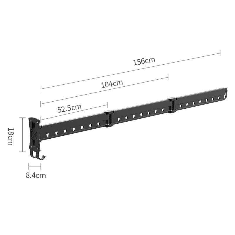 Clothes Rack Folding Telescopic Balcony Drying Rack Indoor Household Wall-Mounted Clothes Rail, C...