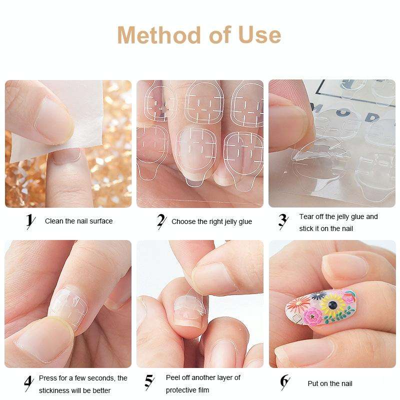 30 PCS 24 Stickers/Sheet Nail Art Double Sided Jelly Glue, Specification: Foot Stickers