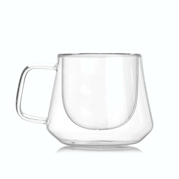 Double Wall Mug Office Mugs Heat Insulation Double Coffee Mug Coffee Glass Cup, Style:No label