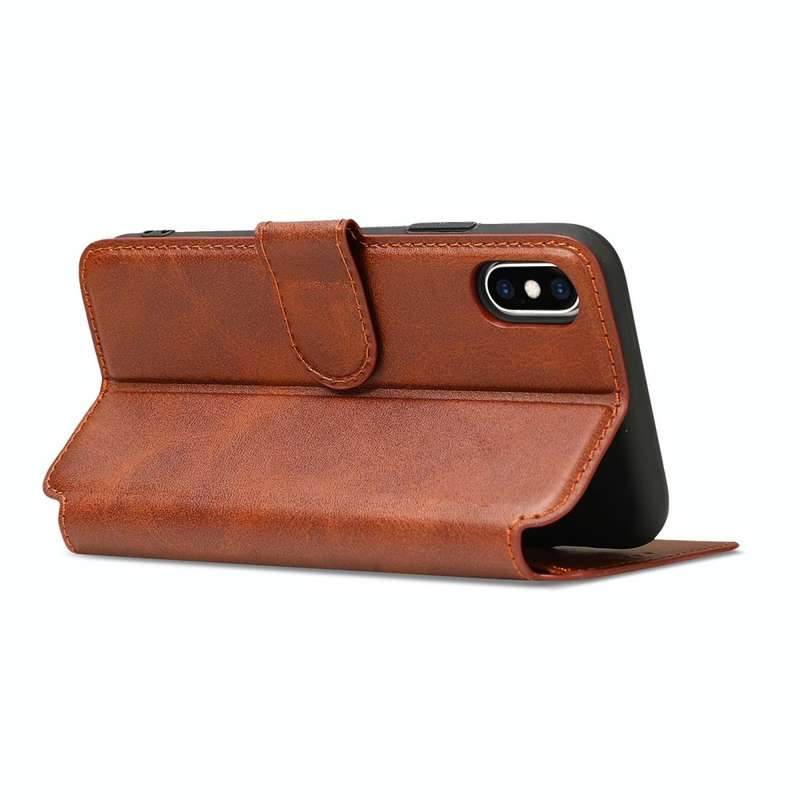 For iPhone X / XS Calf Texture Magnetic Buckle Horizontal Flip Leather Case with Holder & Card Sl...