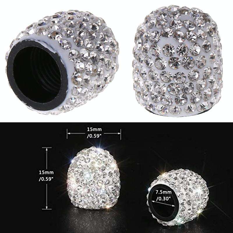 Car Crystal Tire Valve Cap Gas Cap Mouthpiece Cover (White)
