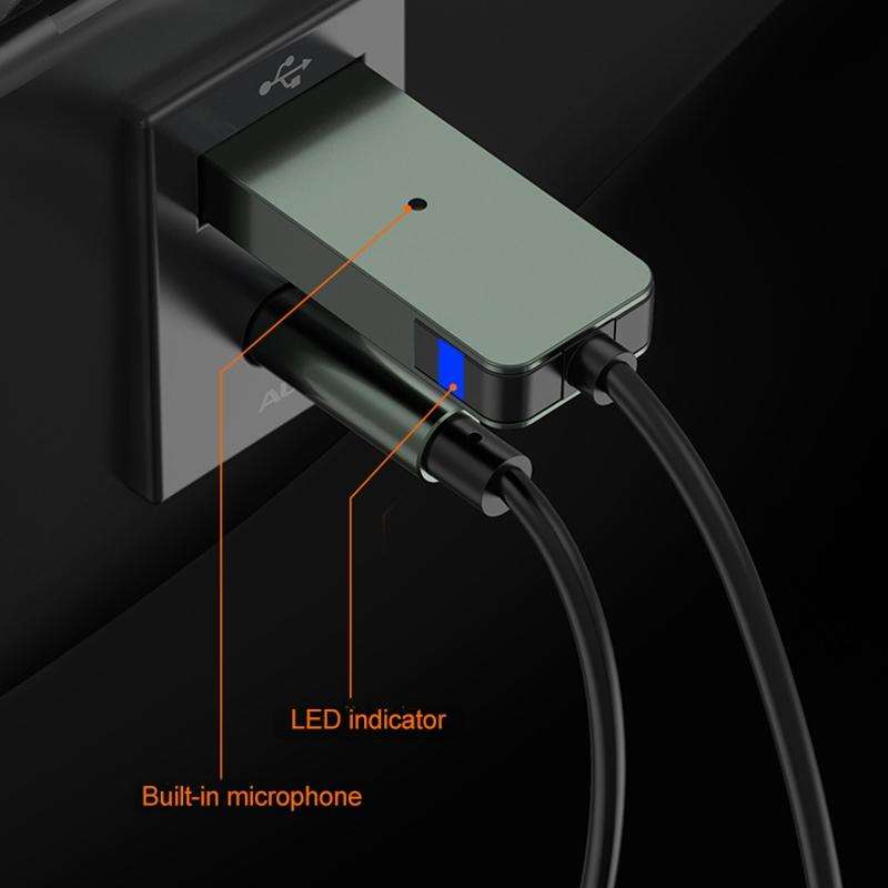 UB02 AUX Car Bluetooth 5.0 Receiver Built-in Mic