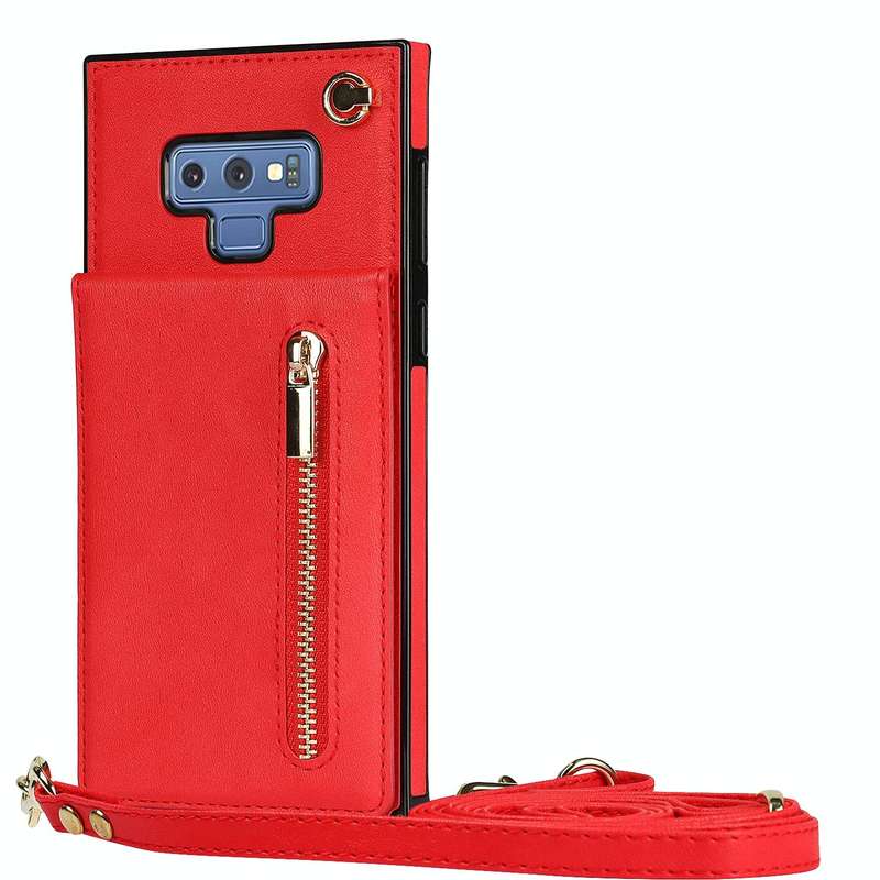 For Samsung Galaxy Note9 Cross-body Zipper Square TPU+PU Back Cover Case with Holder & Card Slots...