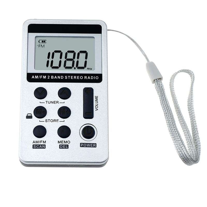 Portable AM / FM Two Bands Rechargeable Stereo Radio Mini Receiver with & LCD Screen & Earphone J...