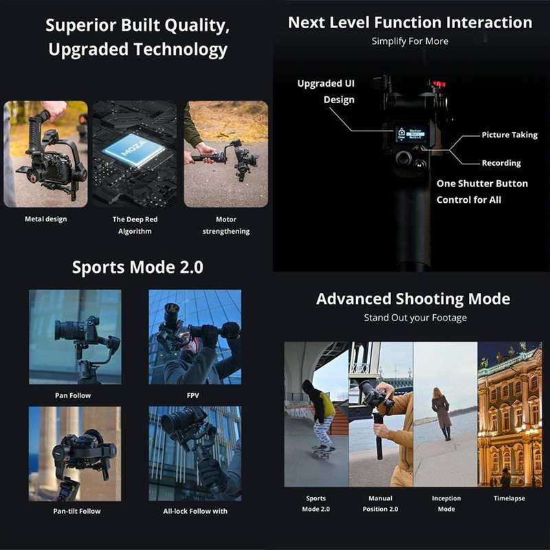 MOZA AirCross 3 Professional 3 Axis Handheld Anti-shake Gimbal Stabilizer for DSLR Camera, Load: ...