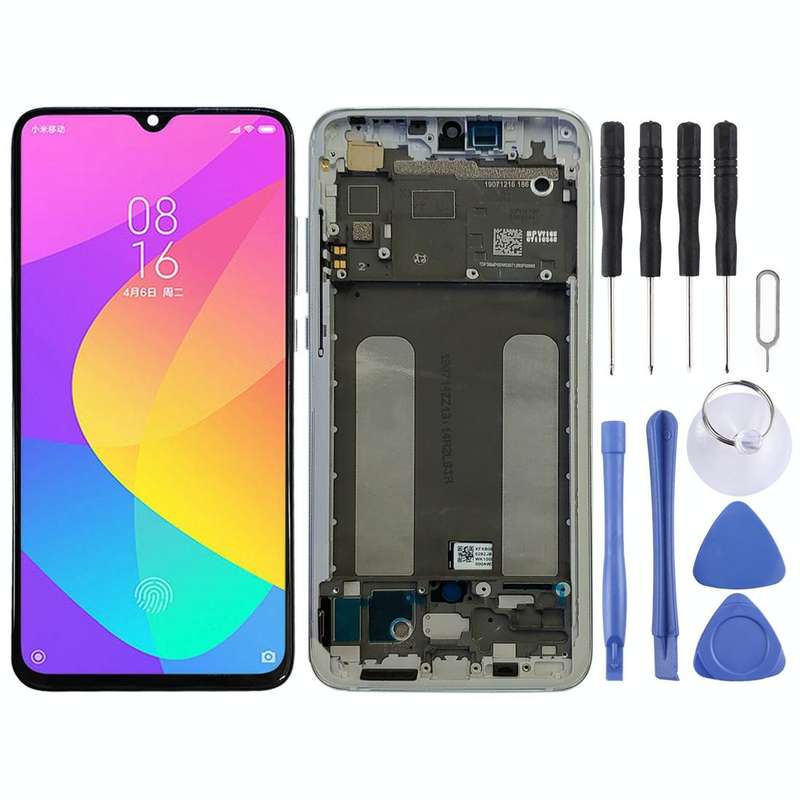 Original LCD Screen for Xiaomi Mi CC9 Digitizer Full Assembly with Frame(Silver)