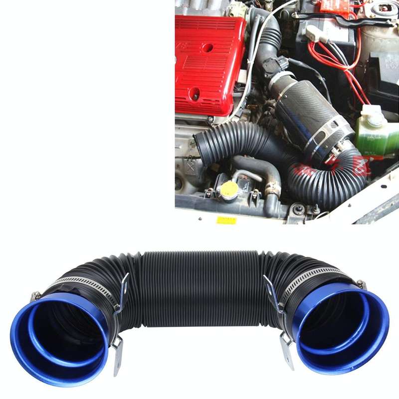 Car Auto Universal Tube Air Filter Adjustable Cold Air Injection Intake System Pipe Without Air F...