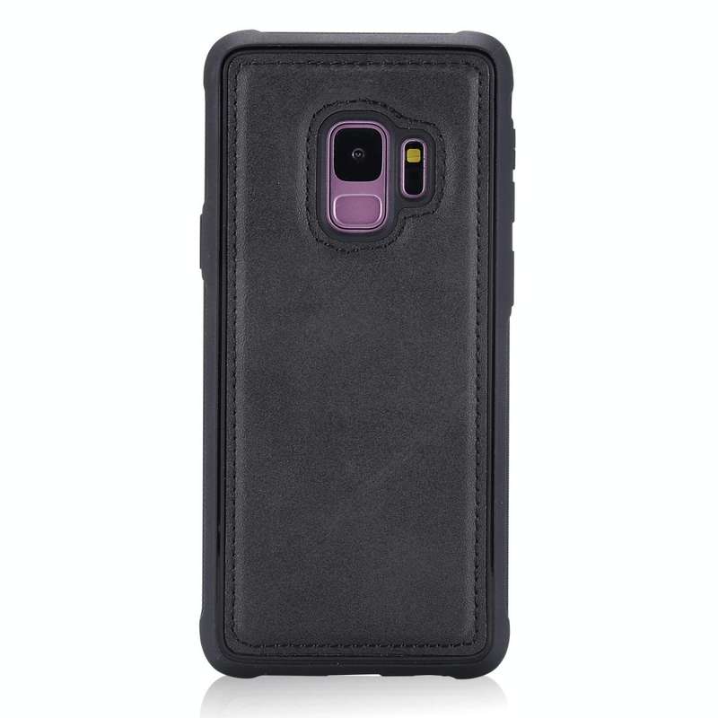 For Galaxy S9 Magnetic Shockproof PC + TPU + PU Leather Protective Case(Black)