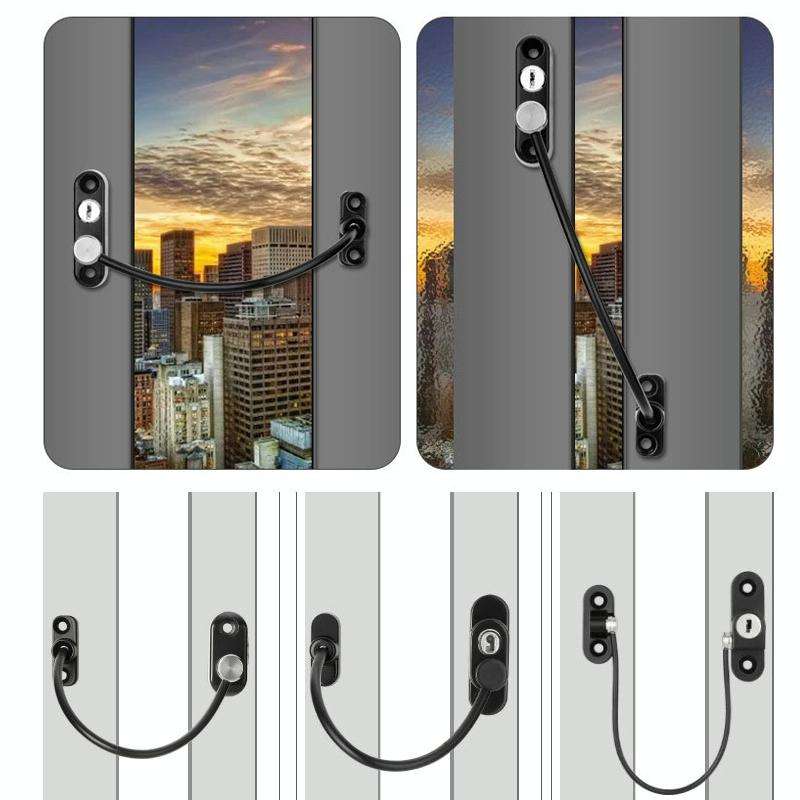 Children High-rise Anti-fall Safety Lock Window Push Limiter, Color: Black (High Standard)