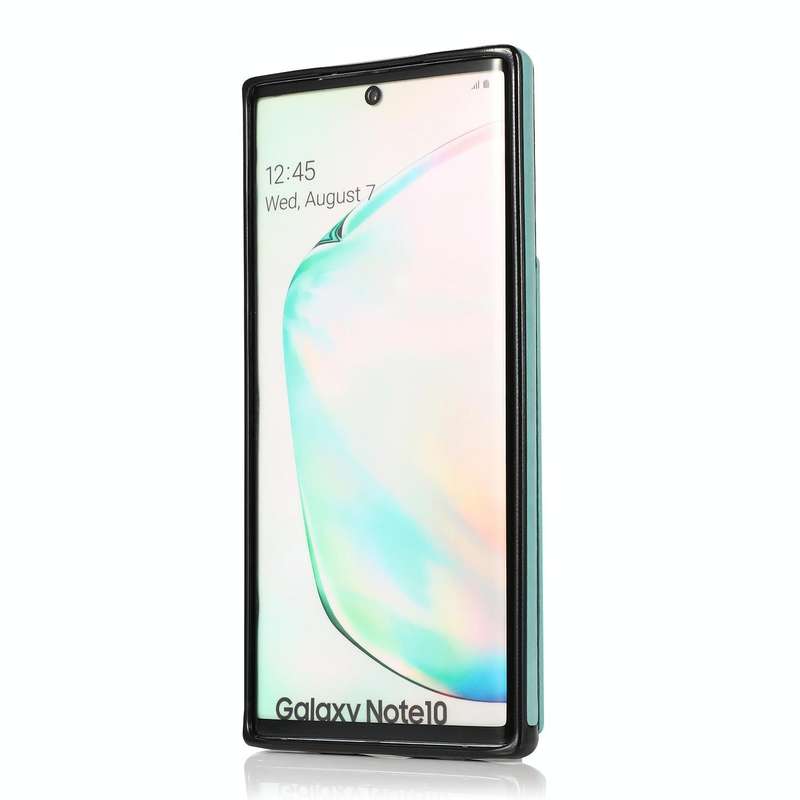 For Samsung Galaxy Note10 Solid Color PC + TPU Protective Case with Holder & Card Slots(Green)