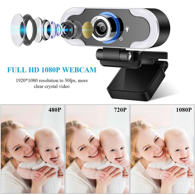 C13 1080P High-Definition Touch 3-level Brightness Web Camera Fill Light Camera Live Webcast Webc...