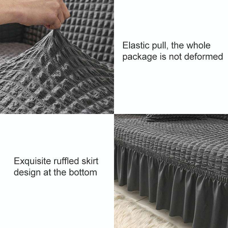 Living Room Stretch Full Coverage Skirt Style Sofa Cover, Size: Double M 145-185cm(One-color Must...