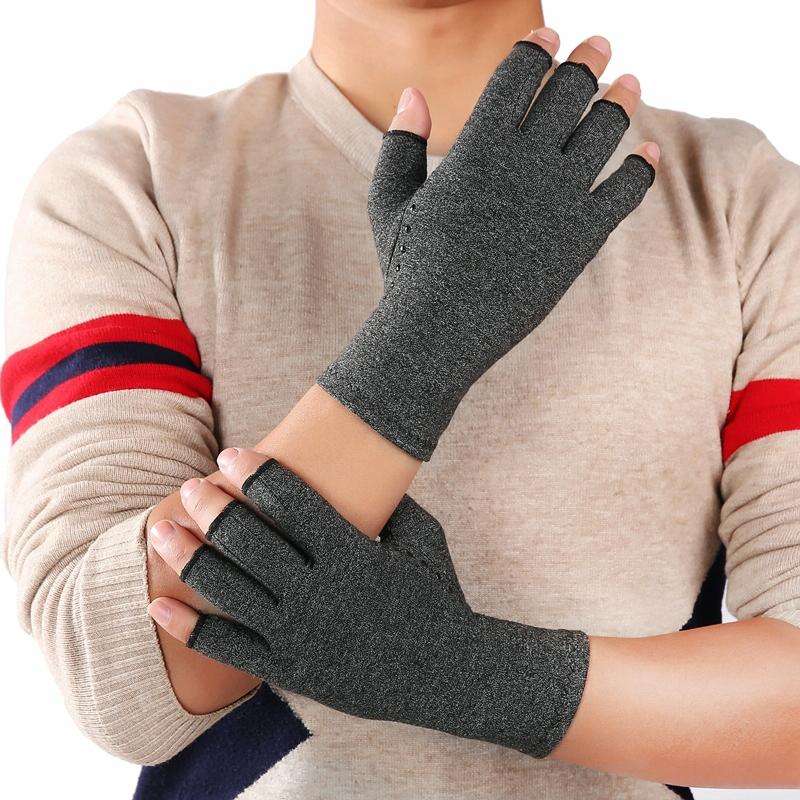 Hemp Gray Dispensing A Pair Sports Breathable Health Care Half Finger Gloves Rehabilitation Train...