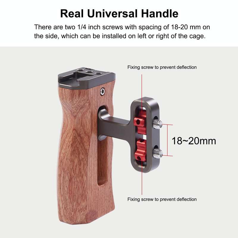 PULUZ Universal Side Wooden Handle Handgrip with Cold Shoe for DSLR Camera Cage(Bronze)