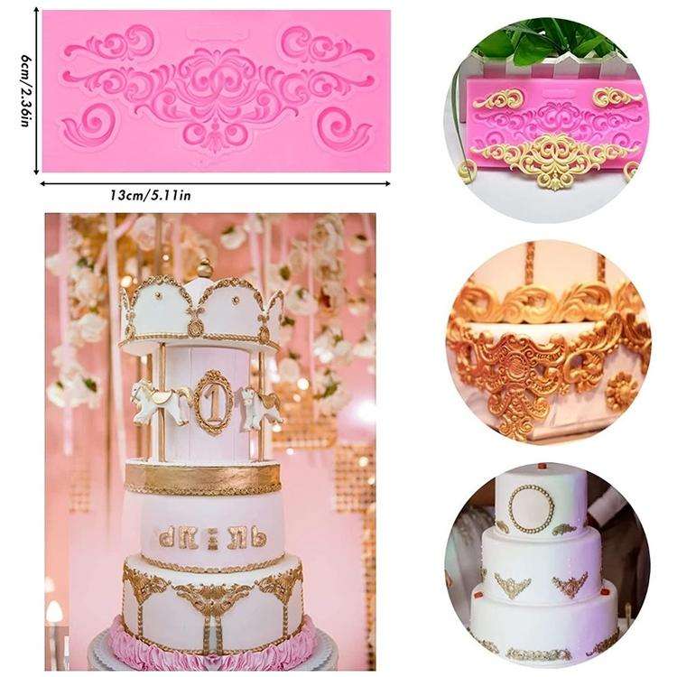 2 PCS Fondant Cake Silicone Mold Hollow Embossed Border Frame Retro Photo Frame Mould(4th 17-152)