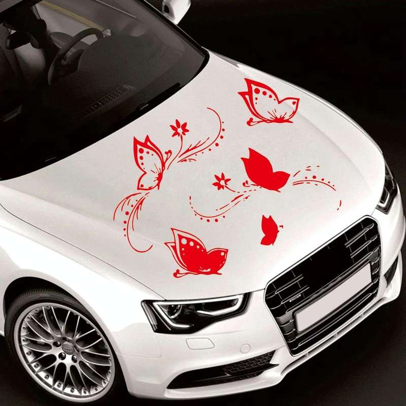 D-907 Butterflies Pattern Car Modified Decorative Sticker(Red)