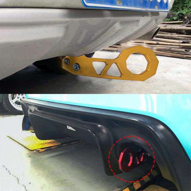Aluminum Alloy Rear Tow Towing Hook Trailer Ring for Universal Car Auto with 2 x Screw Holes(Red)