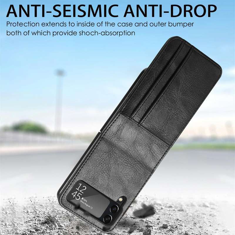 For Samsung Galaxy Z Flip4 5G Vertical Flip Card Slot Leather Phone Case(Black)