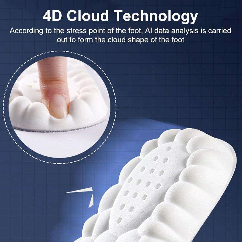 4D Latex High Elastic Shock-absorbing Antibacterial and Deodorant Insole, Random Color Delivery(3...