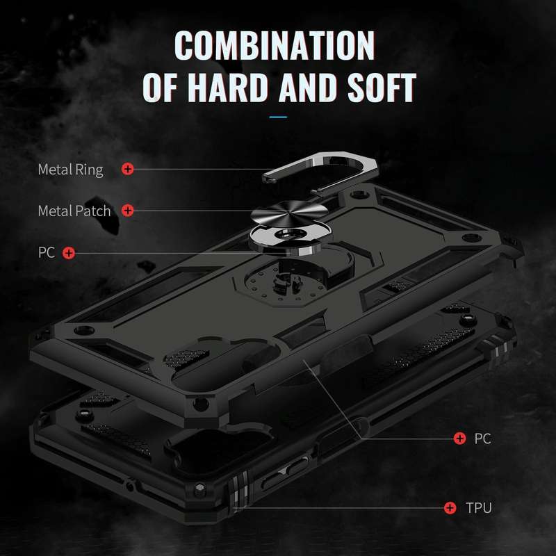 For Samsung Galaxy A13 4G Shockproof TPU + PC Phone Case with Holder(Black)