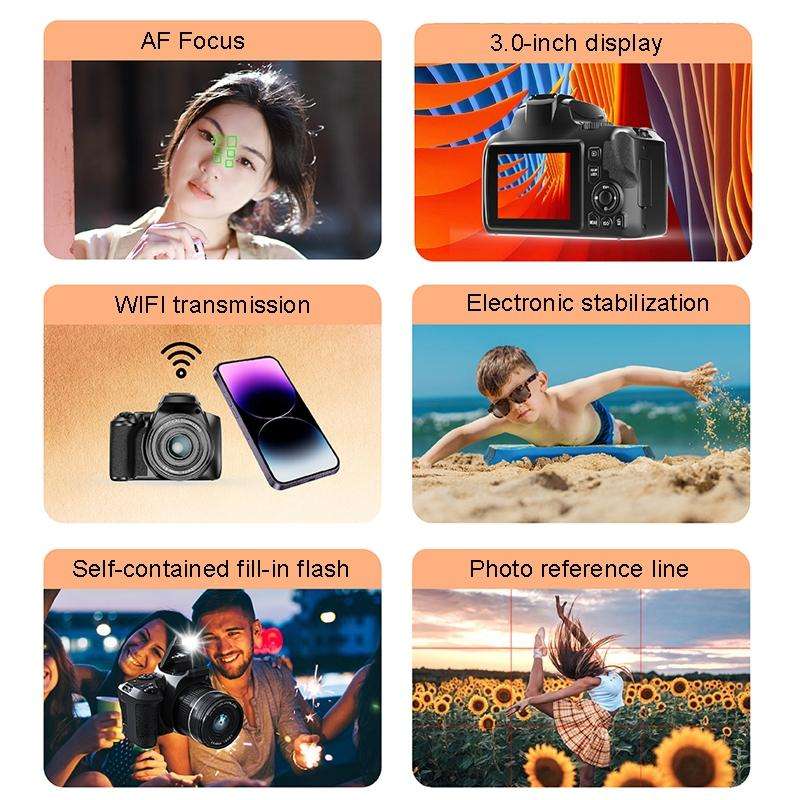 KOMERY W2 64MP 4K 3 Inch Screen 10X Optical Zoom+4X Digital Zoom Camera(Package One)