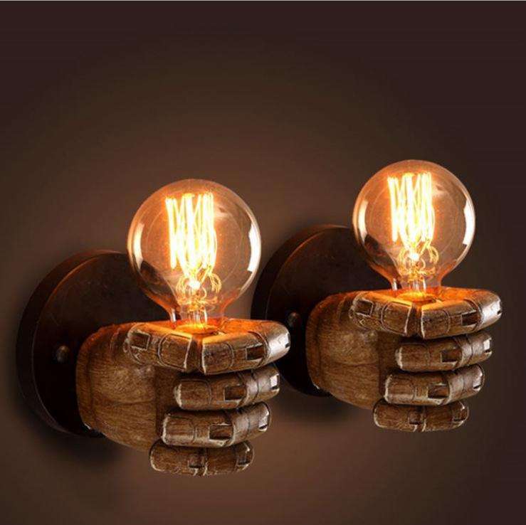 Creative Personality Fist Wall Lamp Bedroom Bedside Restaurant Cafe Resin Decorative Antique Lamp...