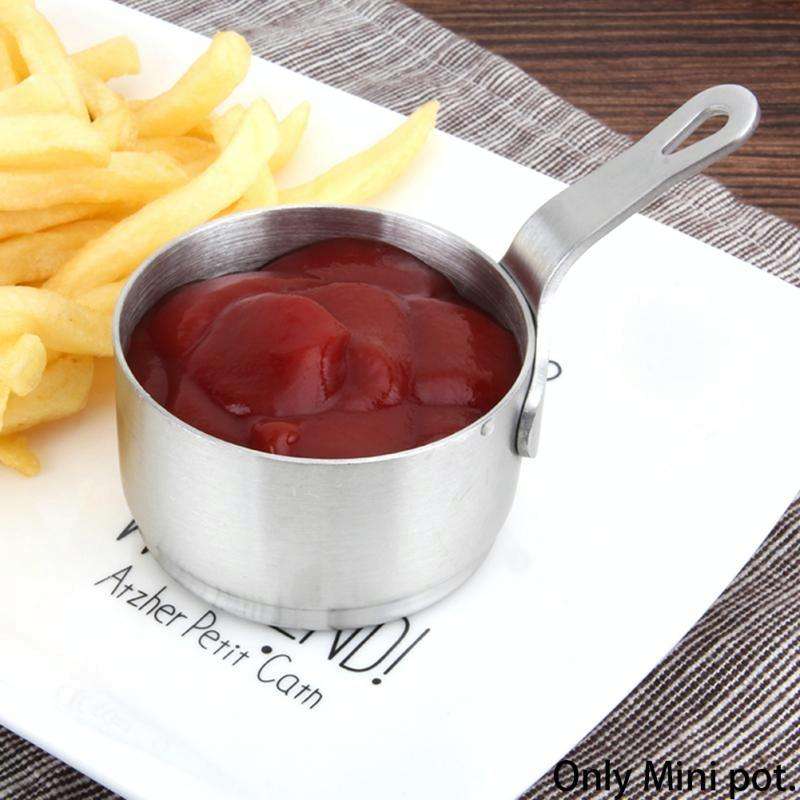 Stainless Steel Sauce Handle Mini Pot Seasoning Tools, Size:L(Silver)
