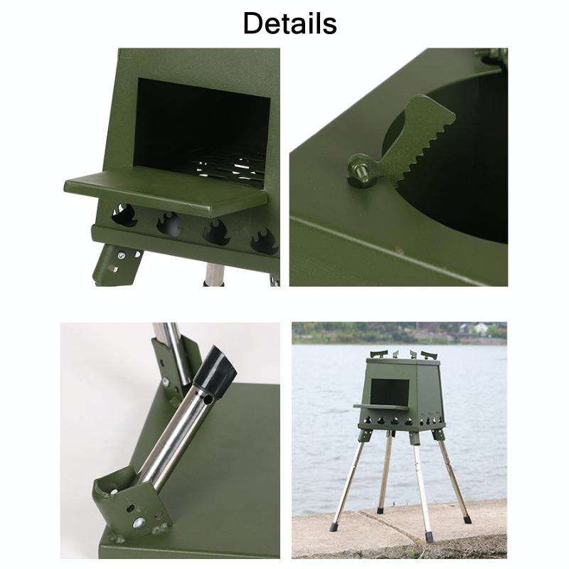 Outdoor Camping Folding Portable Barbecue Wood Stove, Size: Large (Stainless Steel)