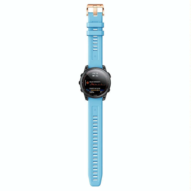 For Garmin Fenix 6S 20mm Rose Gold Buckle Silicone Watch Band(Skyblue)