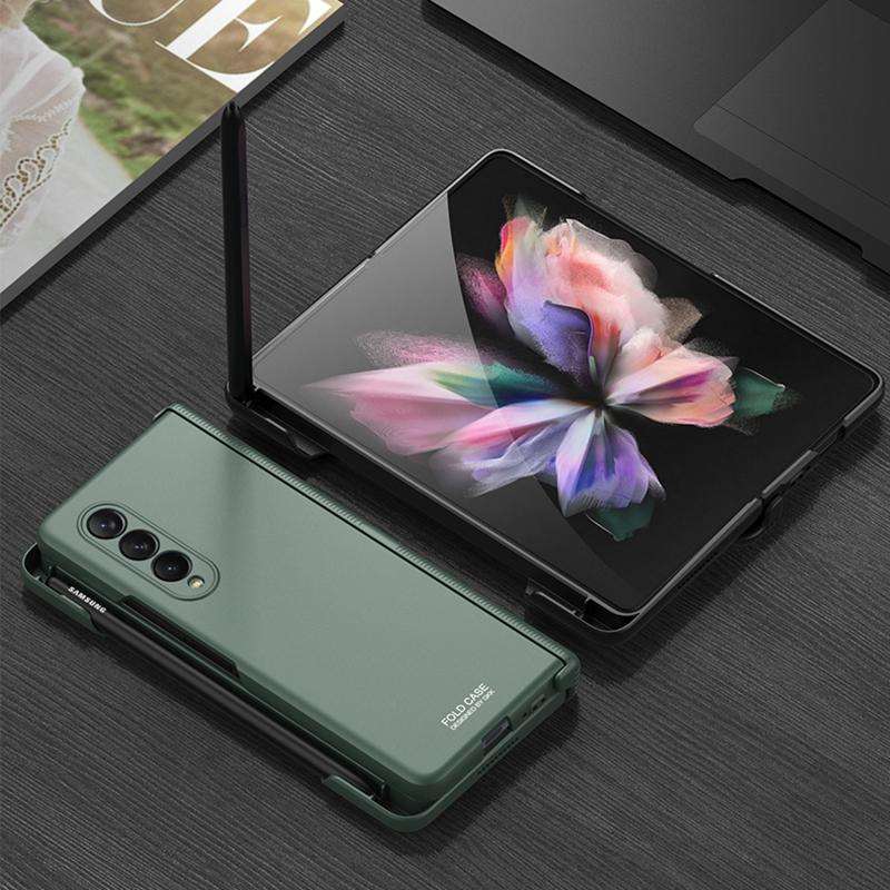 For Samsung Galaxy Z Fold3 5G GKK Magnetic Hinged Phone Flip Case with Side Pen Slot(Silver)
