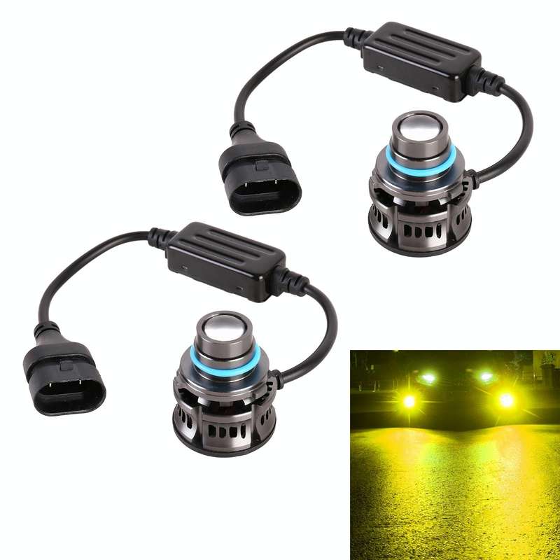 1 Pair 9005 27W / DC12V Car Aluminum Alloy Flashing LED Headlight (Gold Light)