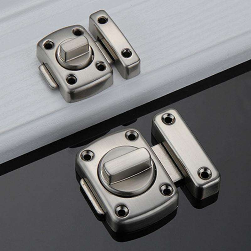 Universal Door Latch Security Sliding Door Lock with Screws, Size:S(Brushed Silver)