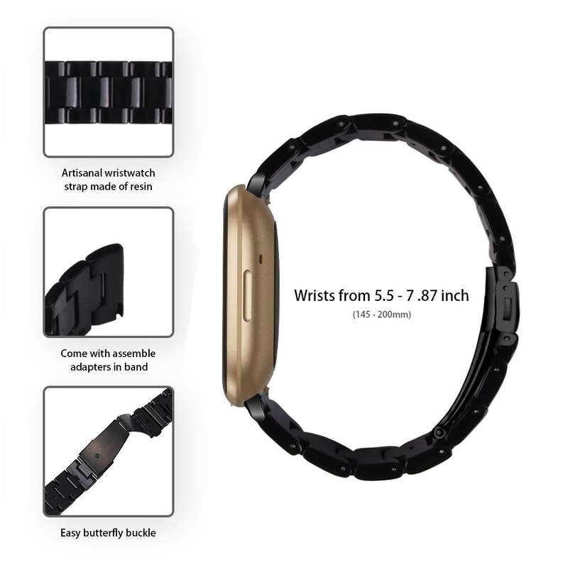 For Fitbit Versa 4 / Sense 2 Universal Resin Watch Band(Black)