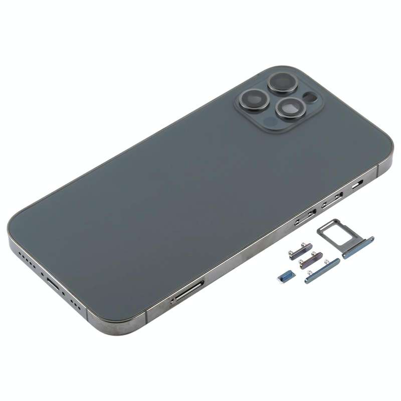 Back Housing Cover with SIM Card Tray & Side  Keys & Camera Lens for iPhone 12 Pro(Black)