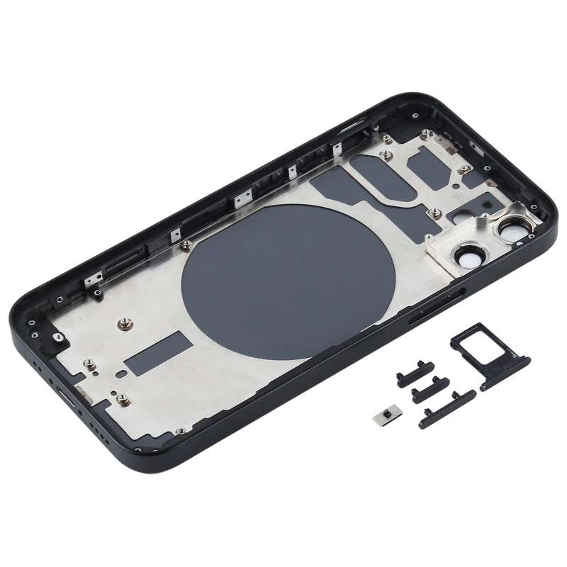 Back Housing Cover with SIM Card Tray & Side  Keys & Camera Lens for iPhone 12 mini(Black)
